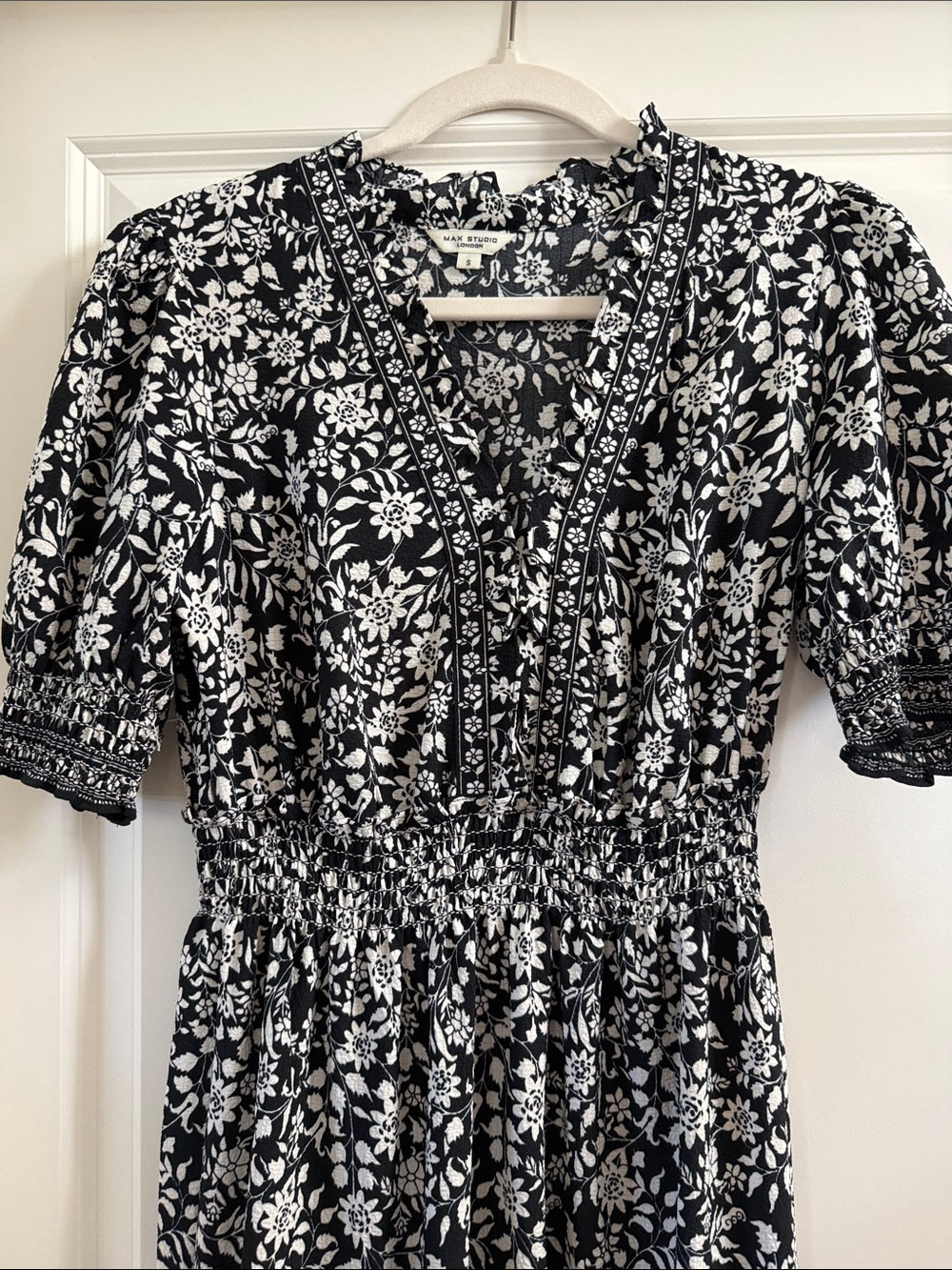 Max Studio Black & White Floral Tiered Maxi Dress - Picture 3 of 3